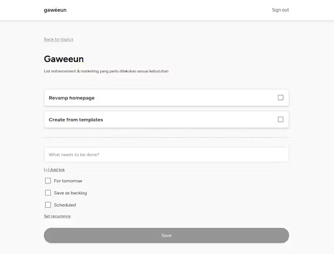 Gaweeun: To-do App. Focused.